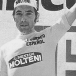 Eddy Merckx celebrating his victory at Vuelta a Espana in 1973