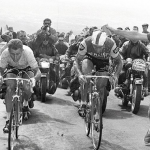 Epic moment at an iconic place: Jacqes A wuetio and Raymond Poulidor head to head on Puy de Dôme during 1964 Tour de France