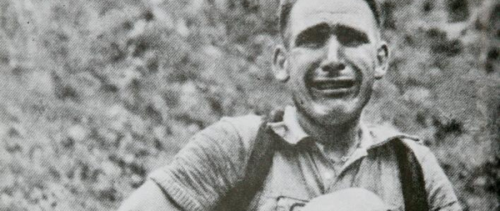 Inexperienced cyclist in yellow jersey rescued from the ravine (Wim van Est, Tour de France 1951)