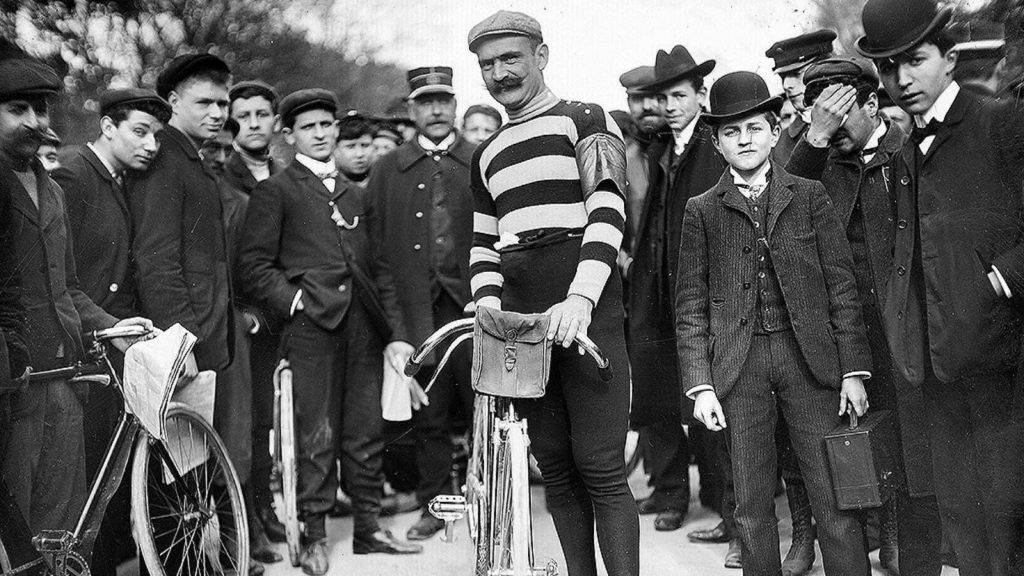 Hippolyte Aucouturier French cyclists from the earoy days of road cycling with his iconic striped shirt outfit