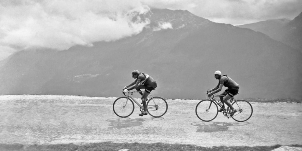 Fausto Coppi and Gino Bartali in the Pyrenees in 1949 