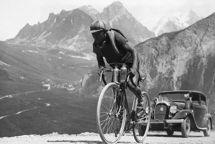 Spanish climber specialist, Vicente Trueba, the first King of the Mountains of Tour de France climbing Galibier in the Alps in 1933