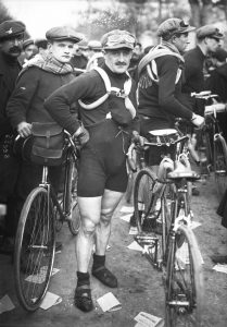 Carlo Galetti Italian cycling legend posing at the famous cobble one-day race Paris-Roubaix in 1913