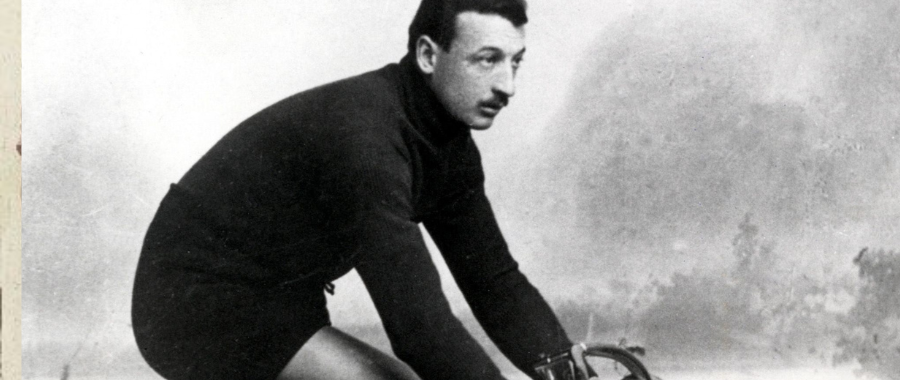 classic studio photograph of Italian cyclist Luigi Ganna