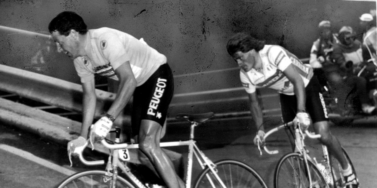 Stephen Roche and Roberto Visentini during Giro d'Italia 1987